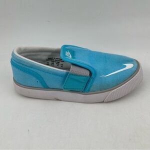Nike Toddlers Kids Toki Slip-on Canvas Sail Blue White Sneakers Shoes - Size 10C